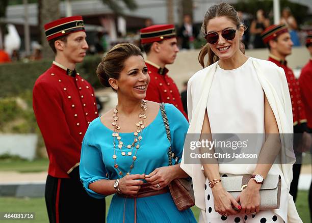 Princess Haya Bint Al Hussein walks down the red carpet with actress Olivia Palermo on the final day of the Cartier International Dubai Polo...