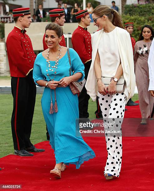 Princess Haya Bint Al Hussein walks down the red carpet with actress Olivia Palermo on the final day of the Cartier International Dubai Polo...