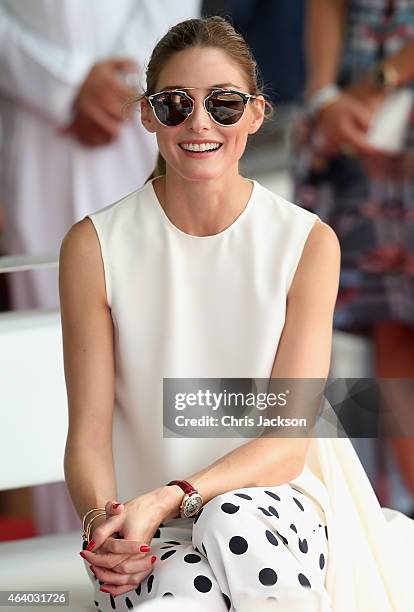 Olivia Palermo attends the final day of the Cartier International Dubai Polo Challenge 10th edition at Desert Palm Hotel on February 21, 2015 in...