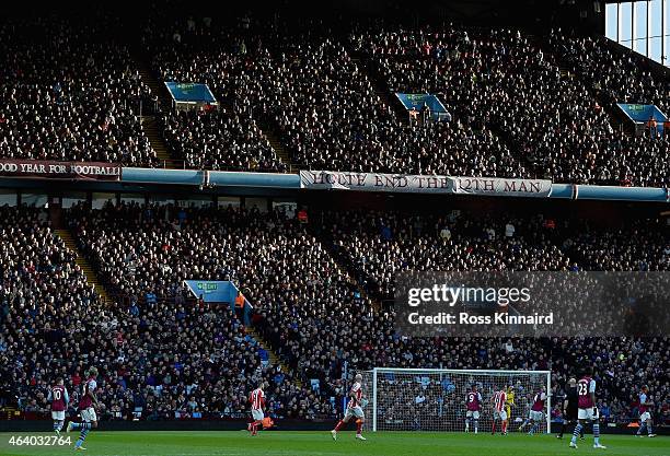 General view of the Holte End during the Barclays Premier League match between Aston Villa and Stoke City at Villa Park on February 21, 2015 in...