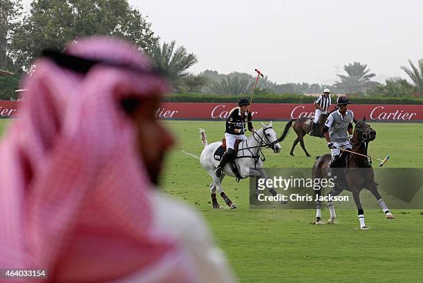 Play Desert Palm on the final day of the Cartier International Dubai Polo Challenge 10th edition at Desert Palm Hotel on February 21, 2015 in Dubai,...