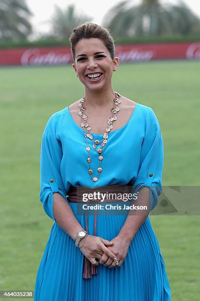 Princess Haya Bint Al Hussein laughs on the final day of the Cartier International Dubai Polo Challenge 10th edition at Desert Palm Hotel on February...