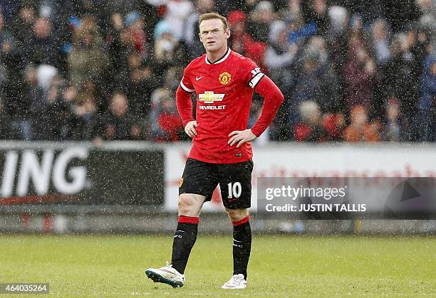 Manchester United's English striker Wayne Rooney is pictured after his team lost 1-2 during the English Premier League football match between Swansea...