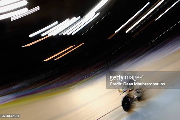 Alexander Edmondson of Australia Cycling Team competes in the Mens Individual Pursuit qualifying race during day 4 of the UCI Track Cycling World...