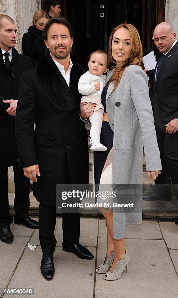 Jay Rutland and Tamara Ecclestone with baby Sophia arrive at the Julien Macdonald show during London Fashion Week Fall/Winter 2015/16 at British...