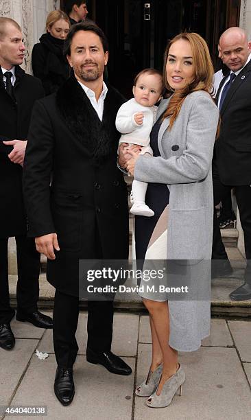 Jay Rutland and Tamara Ecclestone with baby Sophia arrive at the Julien Macdonald show during London Fashion Week Fall/Winter 2015/16 at British...