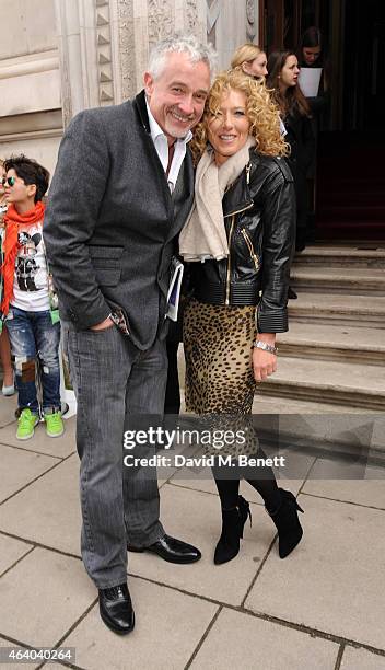 John Gardiner and Kelly Hoppen arrive at the Julien Macdonald show during London Fashion Week Fall/Winter 2015/16 at British Foreign and Commonwealth...