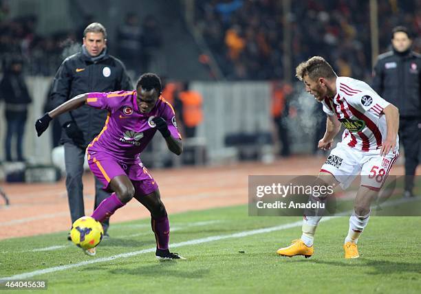 Bruma of Galatasaray in action during the Turkish Spor Toto Super League football match between Sivasspor and Galatasaray at 9 Eylul Stadium in...