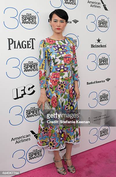 Actress Rinko Kikuchi attends the 30th Annual Film Independent Spirit Awards at Santa Monica Beach on February 21, 2015 in Santa Monica, California.