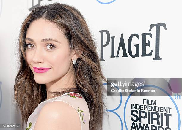 Actress Emmy Rossum attends the 30th Annual Film Independent Spirit Awards at Santa Monica Beach on February 21, 2015 in Santa Monica, California.