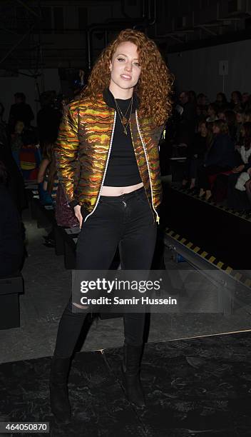 Jess Glynne attends the Henry Holland show during London Fashion Week Fall/Winter 2015/16 on February 21, 2015 in London, United Kingdom.