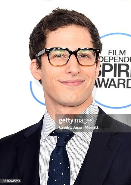 Actor Andy Samberg attends the 2015 Film Independent Spirit Awards at Santa Monica Beach on February 21, 2015 in Santa Monica, California.