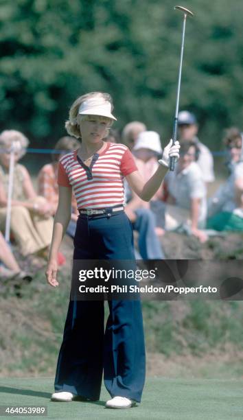 Laura Baugh of the United States tracking her putt during the LPGA Championship held at the Sunningdale Golf Club, Berkshire, circa 1977.