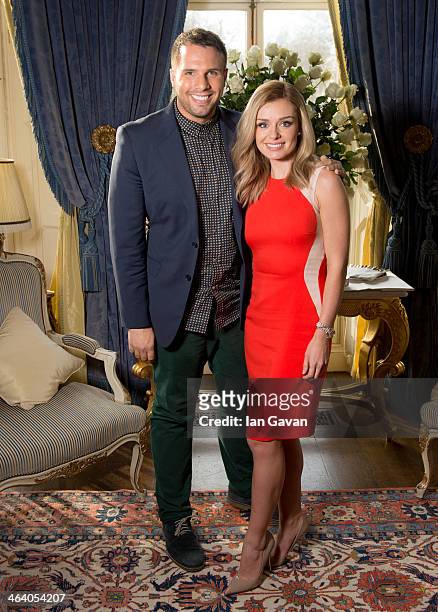Katherine Jenkins poses with Dan Wootton during a breakfast for key press to announce her signing new deal with Decca Records at The Ritz on January...