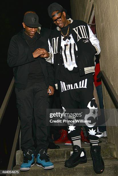 Alex Gidewon and 2 Chainz attend Dwyane Wade's Birthday Celebration at Velvet Room on January 19, 2014 in Chamblee, Georgia.