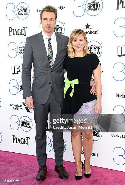 Actor Dax Shepard and host Kristen Bell attend the 2015 Film Independent Spirit Awards at Santa Monica Beach on February 21, 2015 in Santa Monica,...