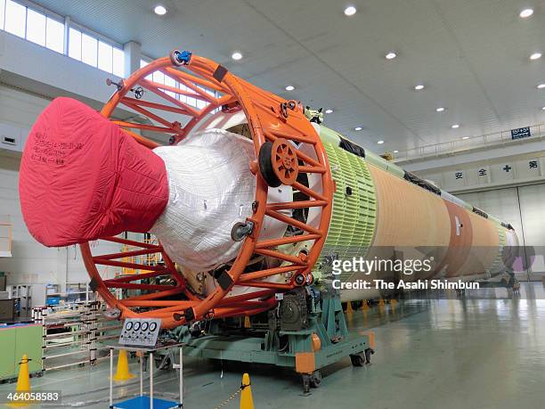 Rocket was shown to the press at a Mitsubishi Heavy Industries Ltd. Factory on January 16, 2014 in Tobishima, Aichi, Japan. This H2A rocket is...