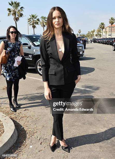 Actress Katherine Waterston attends the 2015 Film Independent Spirit Awards at Santa Monica Beach on February 21, 2015 in Santa Monica, California.