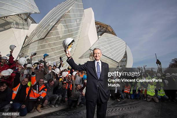 Of LVMH Bernard Arnault is photographed on site of the newly built Louis Vuitton Foundation of modern art designed by architect Frank Gehry for Paris...