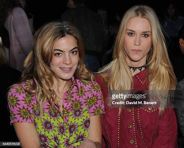 Chelsea Leyland and Mary Chateris attend the House of Holland show during London Fashion Week Fall/Winter 2015/16 at University of Westminster on...