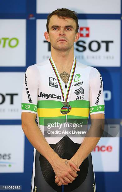 Jack Bobridge of Australia wins silver in the Men's Individual Pursuit Final during Day Four of the UCI Track Cycling World Championships at the...