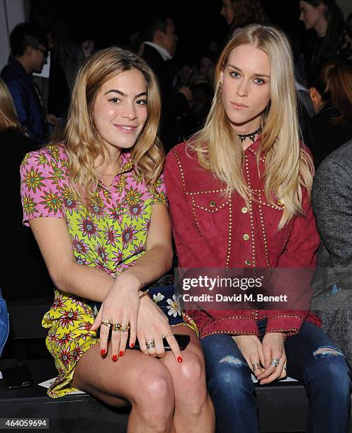 Chelsea Leyland and Mary Charteris attend the House of Holland show during London Fashion Week Fall/Winter 2015/16 at University of Westminster on...