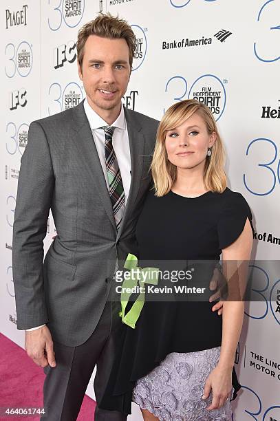 Director Dax Shepard and actress Kristen Bell attend the 2015 Film Independent Spirit Awards at Santa Monica Beach on February 21, 2015 in Santa...
