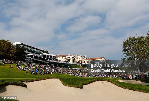 General view of the 18th hole during round three of the Northern Trust Open at Riviera Country Club on February 21, 2015 in Pacific Palisades,...