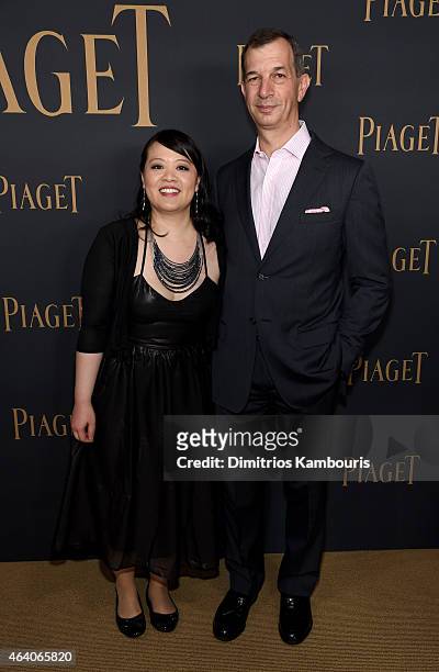 Producer Mynette Louie and CEO of Piaget S.A., Philippe Leopold-Metzger attend the 30th Annual Film Independent Spirit Awards at Santa Monica Beach...