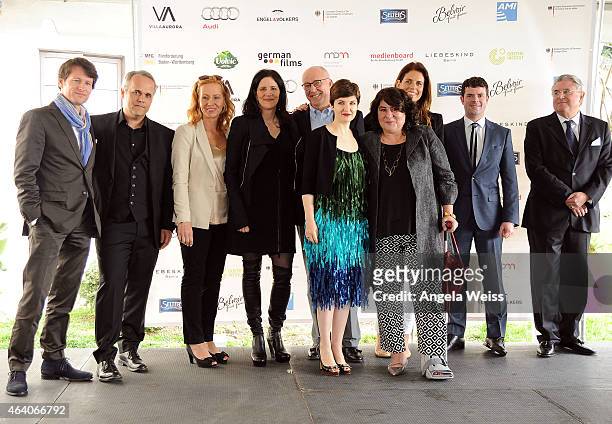 Crew of Citizenfour attend the German Films and the Consulate General of the Federal Republic Of Germany's German Oscar nominees reception at Villa...