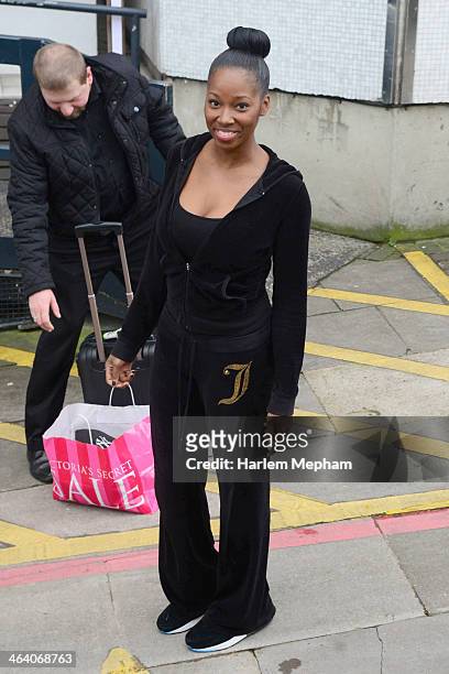 Jamelia sighted leaving ITV Studios on January 20, 2014 in London, England.