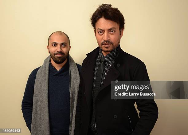 Indian actor Irrfan Khan poses for a portrait with filmmaker Ritesh Batra during the 2014 Sundance Film Festival at the Getty Images Portrait Studio...