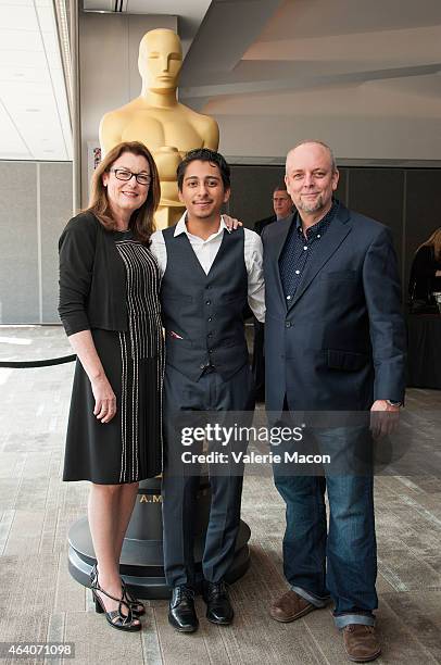 Frances Hannon, Tony Revolori and Mark Coulier attend the 87th Annual Academy Awards Oscar Week Celebrates Make Up And Hairstyling at the Academy of...