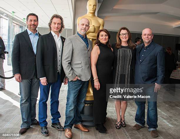 Dennis Liddiard, Bill Corso, David White, Elizabeth Yianni-Georgiou, Frances Hannon and Mark Coulier attend the 87th Annual Academy Awards Oscar Week...