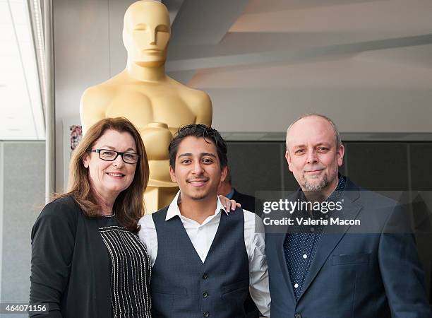 Frances Hannon, Tony Revolori and Mark Coulier attend the 87th Annual Academy Awards Oscar Week Celebrates Make Up And Hairstyling at the Academy of...