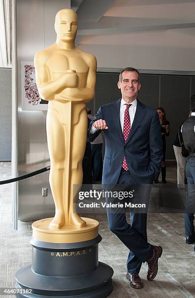 Los Angeles mayor Eric Garcetti attends the 87th Annual Academy Awards Oscar Week Celebrates Make Up And Hairstyling at the Academy of Motion Picture...