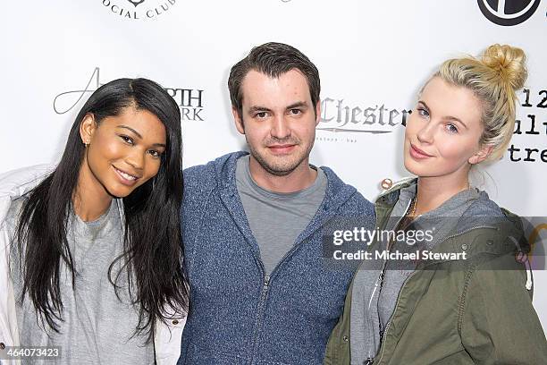 Models Ireland Baldwin, Vlad Kazhdan and Chanel Iman attend Paige Hospitality Group's Third Annual Sundance Football Game Watch on January 19, 2014...