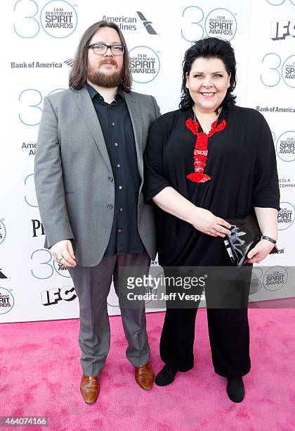 Filmmakers Iain Forsyth and Jane Pollard attend the 2015 Film Independent Spirit Awards at Santa Monica Beach on February 21, 2015 in Santa Monica,...