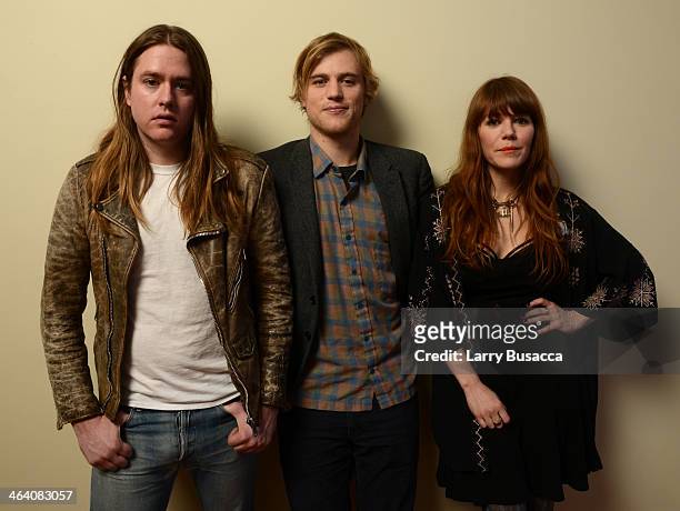 Musicians Johnathan Rice and Jenny Lewis and actor Johnny Flynn pose for a portrait during the 2014 Sundance Film Festival at the Getty Images...