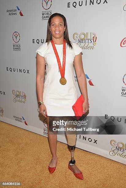 Paralympian April Holmes attends the 3rd Annual "Gold Meets Golden" event to celebrate the 2015 Special Olympic Games at Equinox Sports Club West LA...