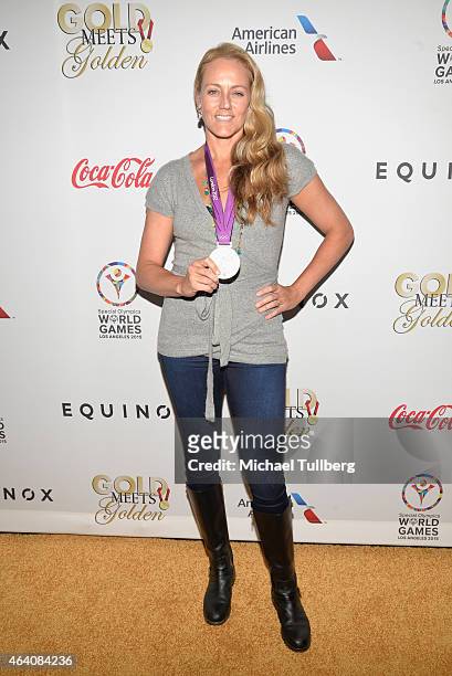 Olympic volleyballer Jennifer Kessy attends the 3rd Annual "Gold Meets Golden" event to celebrate the 2015 Special Olympic Games at Equinox Sports...