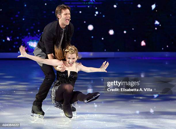 Emanuele Filiberto di Savoia and his skating partner Jennifer Wester perform during the 'Notti Sul Ghiaccio' TV Show at RAI Studios on February 21,...