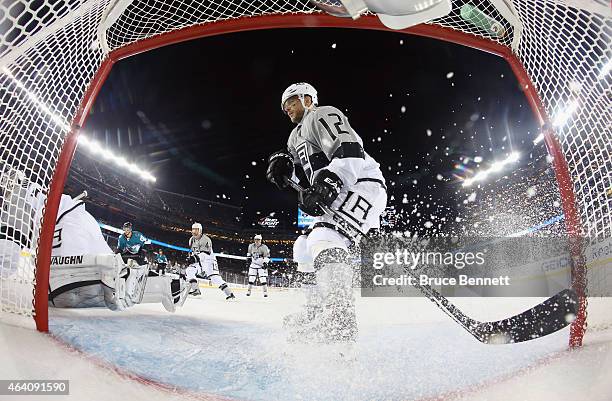 Marian Gaborik of the Los Angeles Kings stops in the crease during the game against the San Jose Sharks during the 2015 Coors Light NHL Stadium...