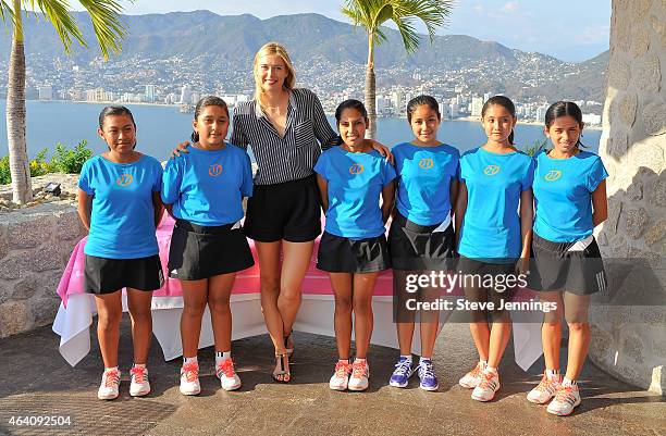 Maria Sharapova meets young tennis fans while spending her free time in Acapulco while in town for the Abierto Mexicano Telcel Tennis Tournament on...