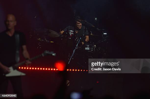 Recording artist Rich Redmond performs during Jason Aldean's Burn It Down Tour at Bridgestone Arena on February 21, 2015 in Nashville, Tennessee.