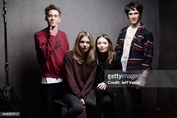 Actors Olly Alexander, Hannah Murray, Emily Browning, and Pierre Boulanger pose for a portrait during the 2014 Sundance Film Festival at the Getty...