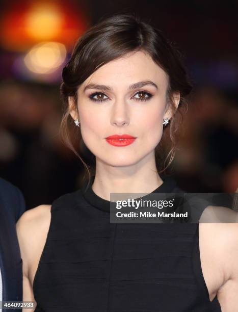 Keira Knightley attends the UK Premiere of "Jack Ryan: Shadow Recruit" at Vue Leicester Square on January 20, 2014 in London, England.