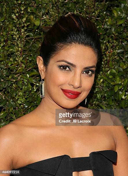 Priyanka Chopra attends the Chanel And Charles Finch Pre-Oscar Dinner at Madeo Restaurant on February 21, 2015 in West Hollywood, California.