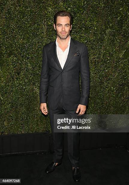 Chris Pine attends the Chanel And Charles Finch Pre-Oscar Dinner at Madeo Restaurant on February 21, 2015 in West Hollywood, California.