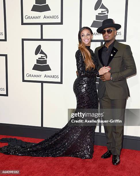Recording Artist Ne-Yo and Crystal Renay arrive at the 57th Annual GRAMMY Awards at Staples Center on February 8, 2015 in Los Angeles, California.